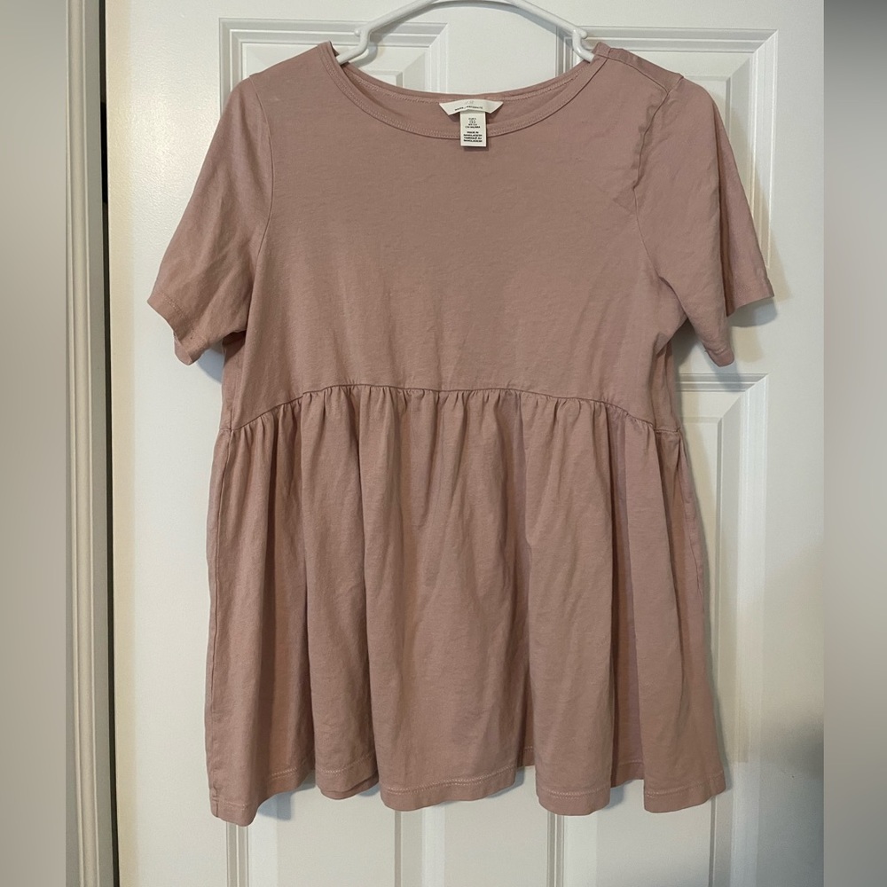 Women's Maternity Short Sleeve Peplum Top - Pink